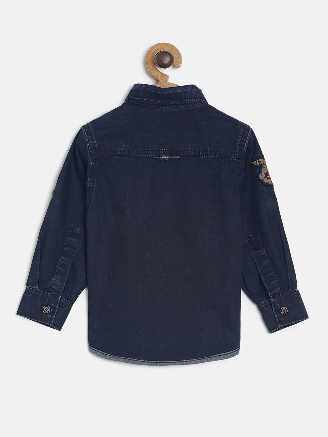 Boys Regular Fit Dark Blue Denim Casual Shirt