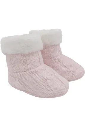 Cable Kint Sherpa Booties Pink