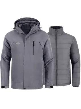 Men's Waterproof 3-in-1 Ski Jacket Windproof Insulated Winter Jackets Alpine I