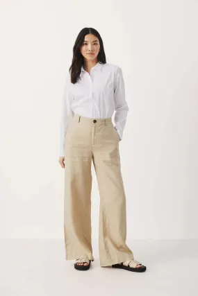 PART TWO NINNES WHITE PEPPER LINEN TROUSERS