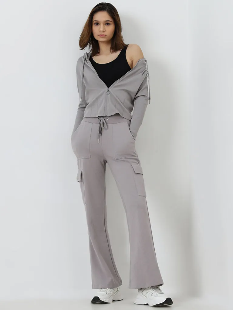 Studiofit Grey Ribbed Cotton Blend Jacket